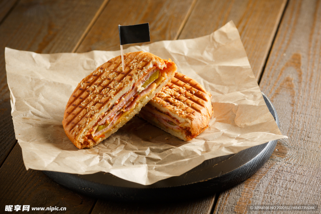 面包三明治美食背景海报素材