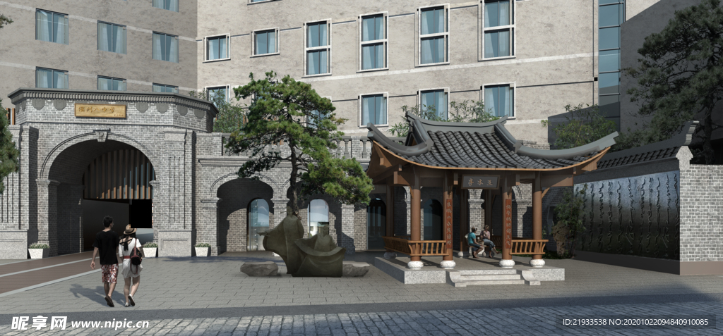 乡村乡村建设寺庙亭子景观效果