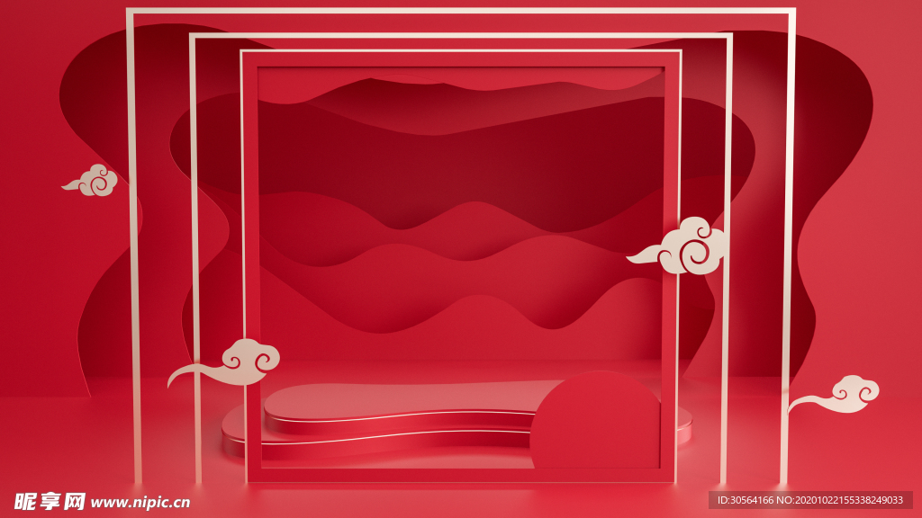 红色舞台立体效果背景海报素材