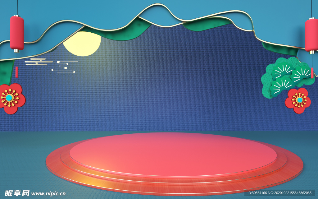 红色舞台立体效果背景海报素材