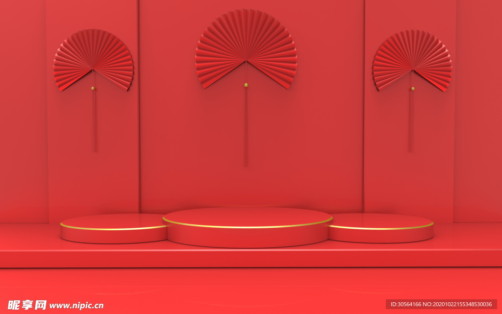 红色舞台立体效果背景海报素材
