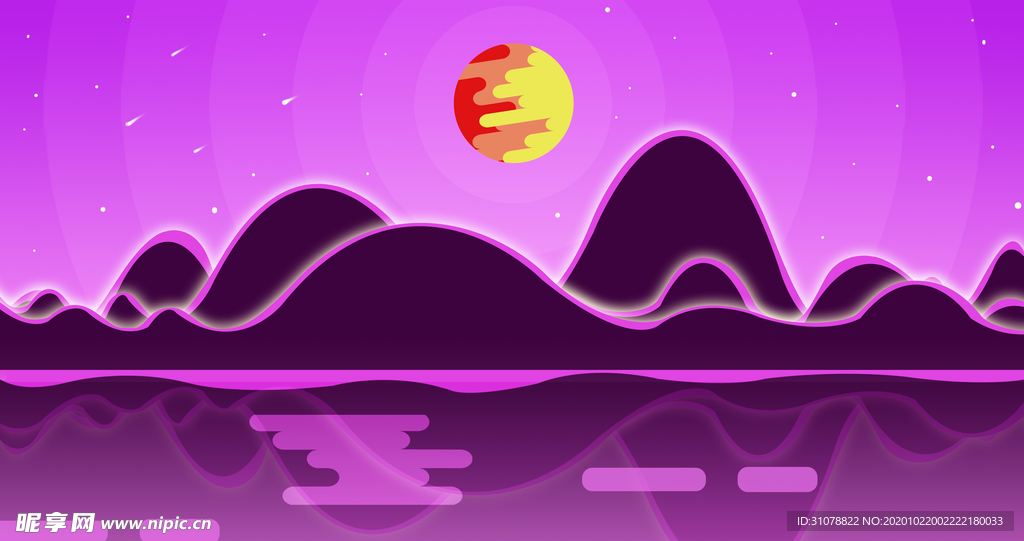 创意风景卡通插画