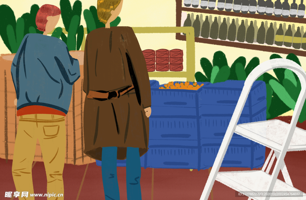 人物生活场景卡通插画