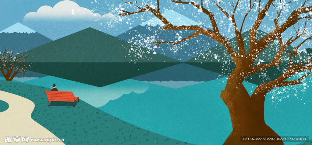 创意风景卡通插画