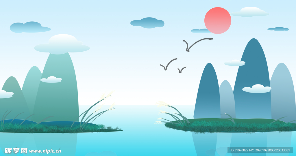 创意风景卡通插画