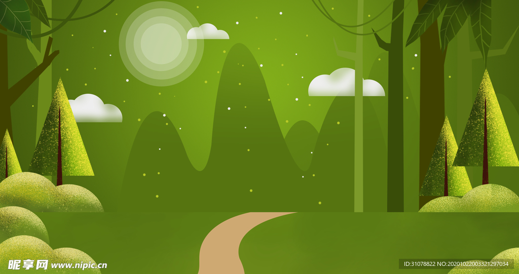 创意风景卡通插画