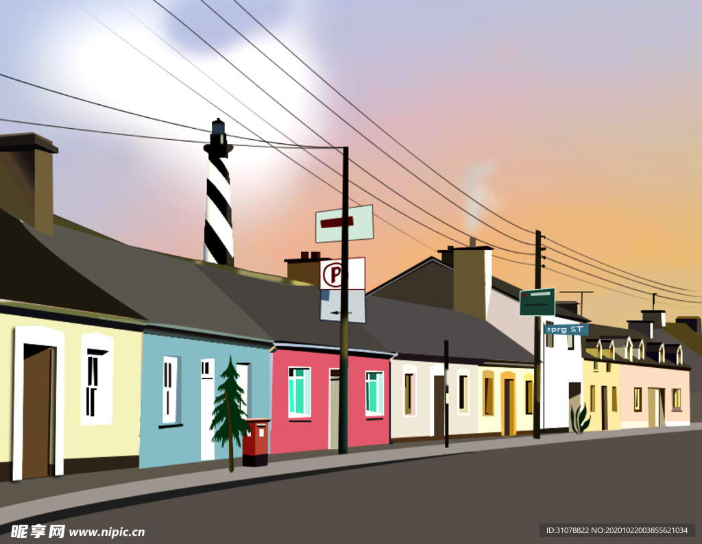 创意风景卡通插画