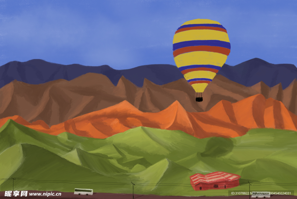 创意风景卡通插画