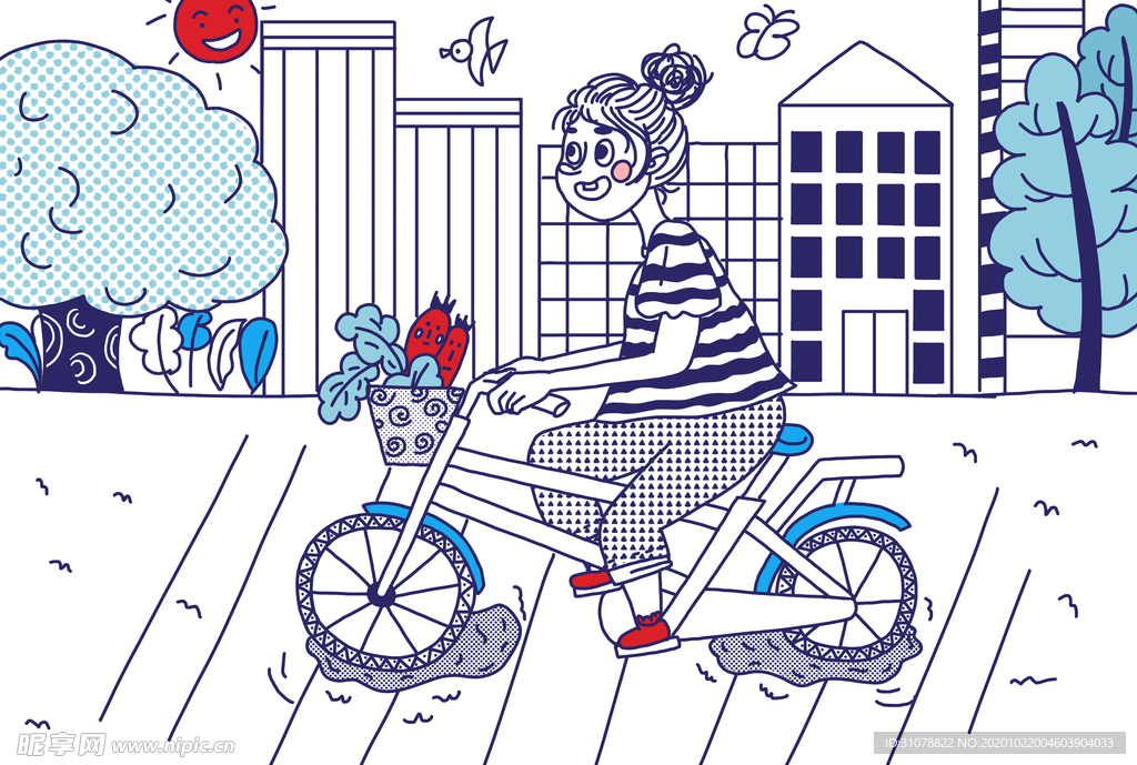 人物生活场景卡通插画