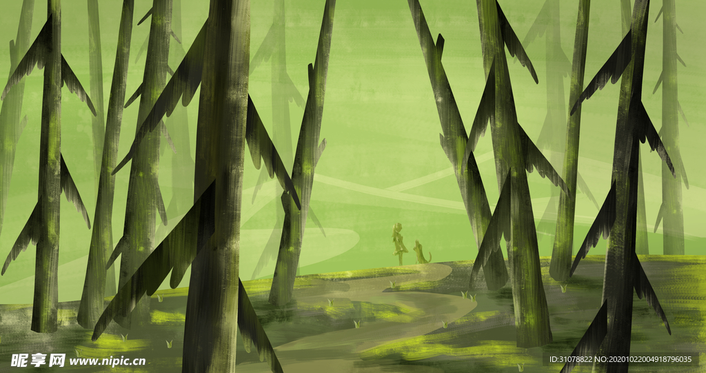 唯美风景创意插画