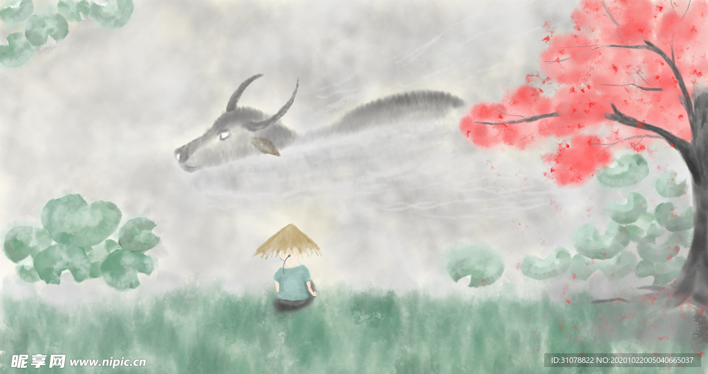 唯美风景创意插画