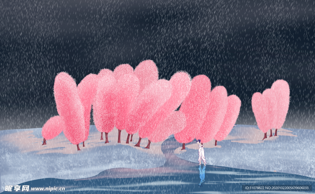 唯美风景创意插画