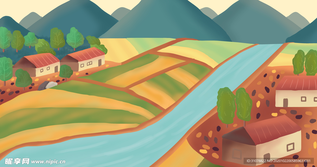 唯美风景创意插画