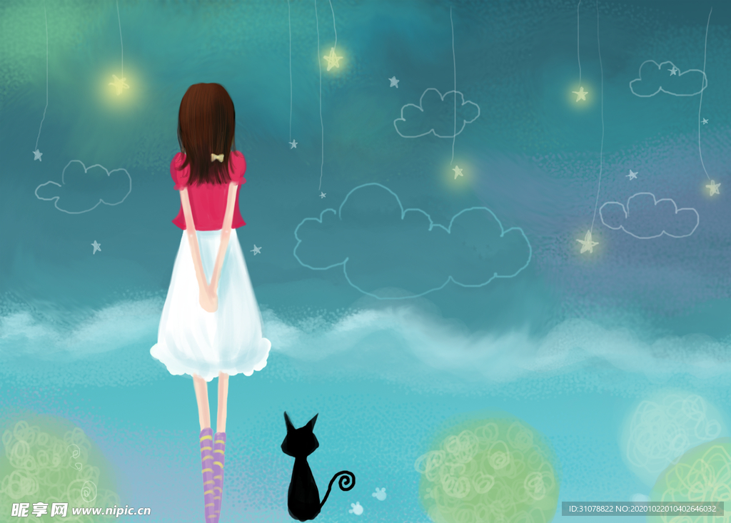 唯美风景创意插画