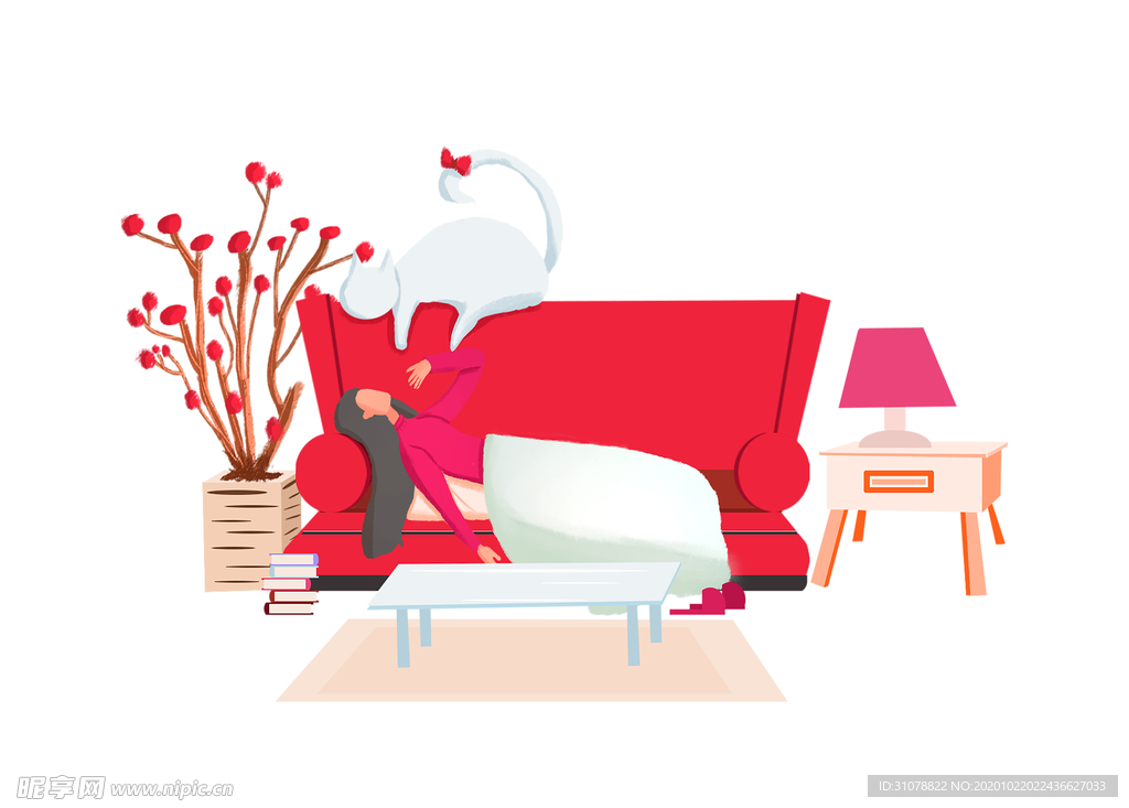 卡通创意人物配图插画