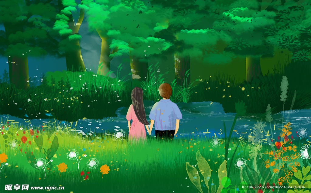 唯美风景创意插画