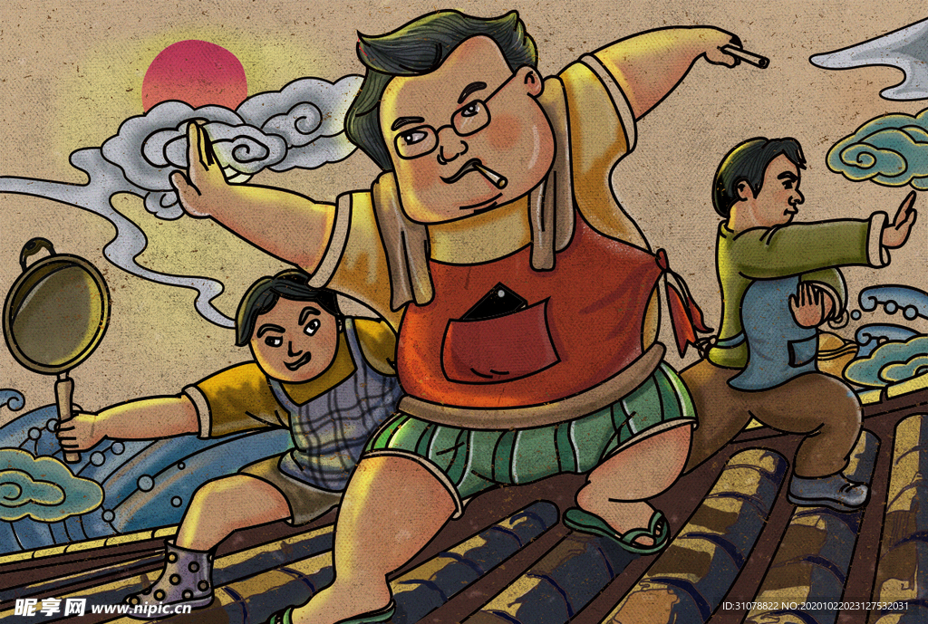 卡通创意人物配图插画