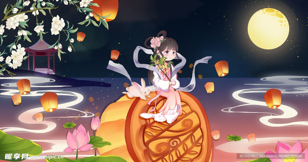 中秋节主题卡通插画