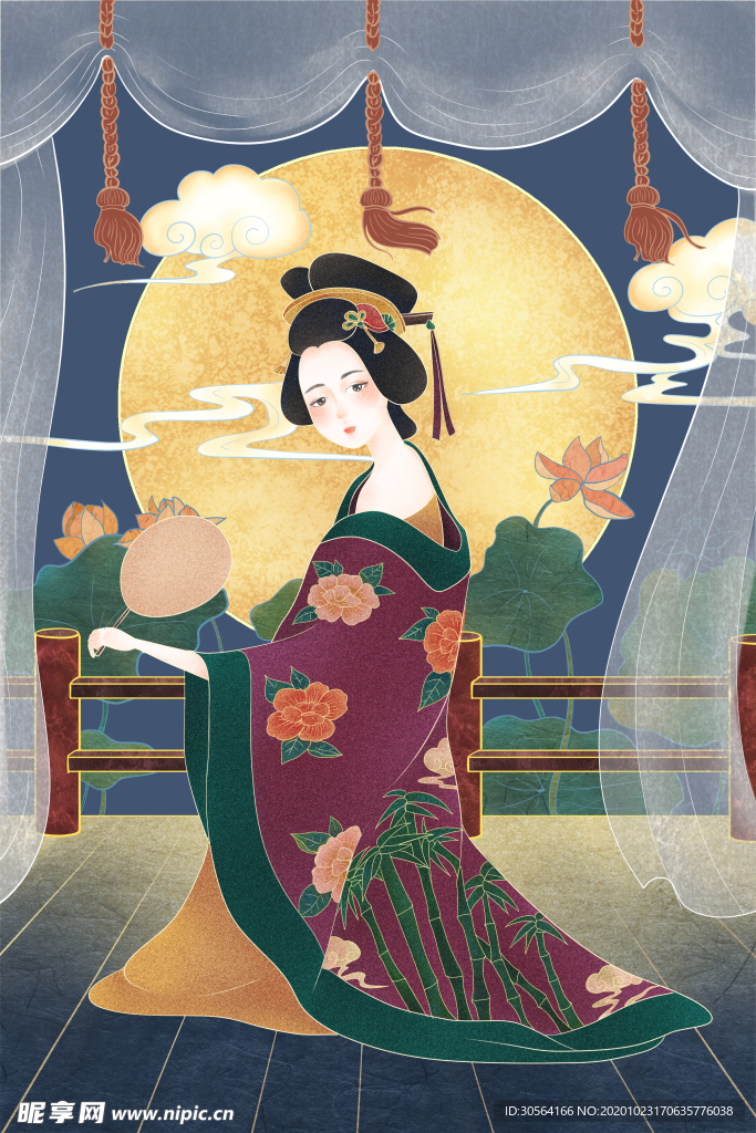 日式人物女性复古背景海报素材