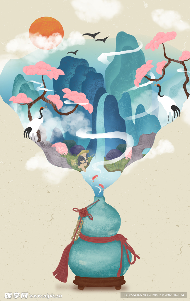 花瓶瓷器传统复古背景海报素材