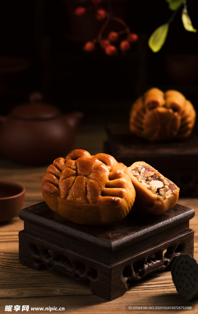 月饼零食食材背景海报素材