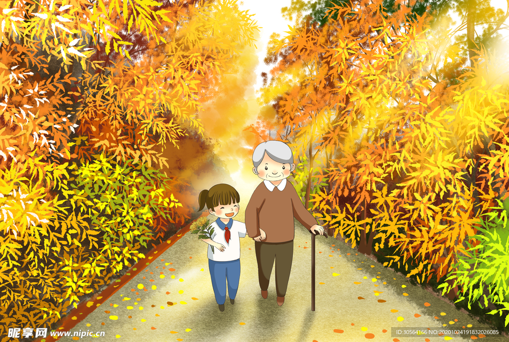 重阳传统节日插画背景海报素材