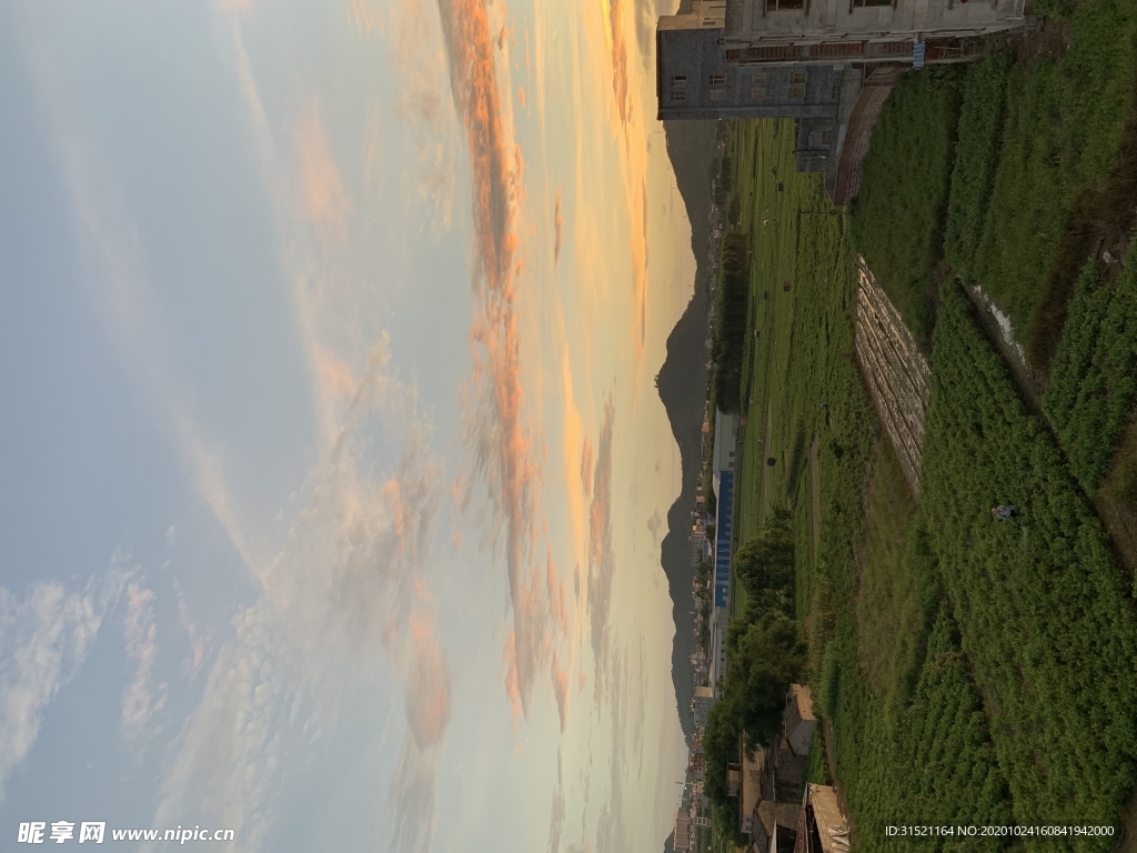 乡村农田一角黄昏拍摄