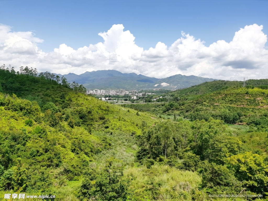 森林  山地风景  蓝天白云