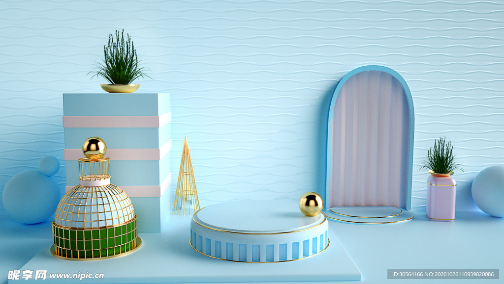 立体展台活动促销背景海报素材