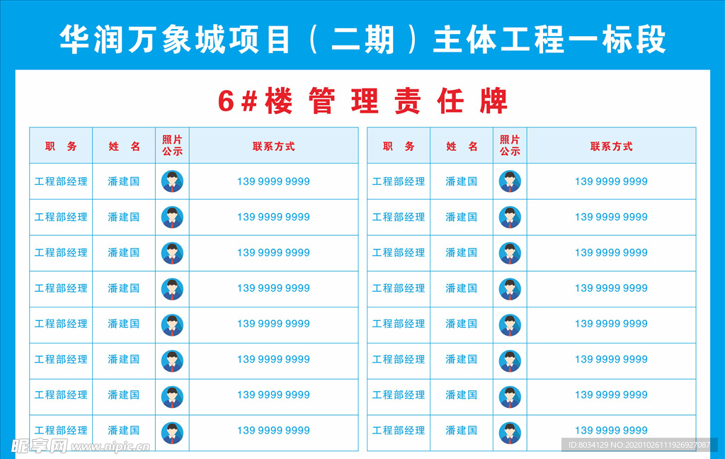 楼栋管理责任牌