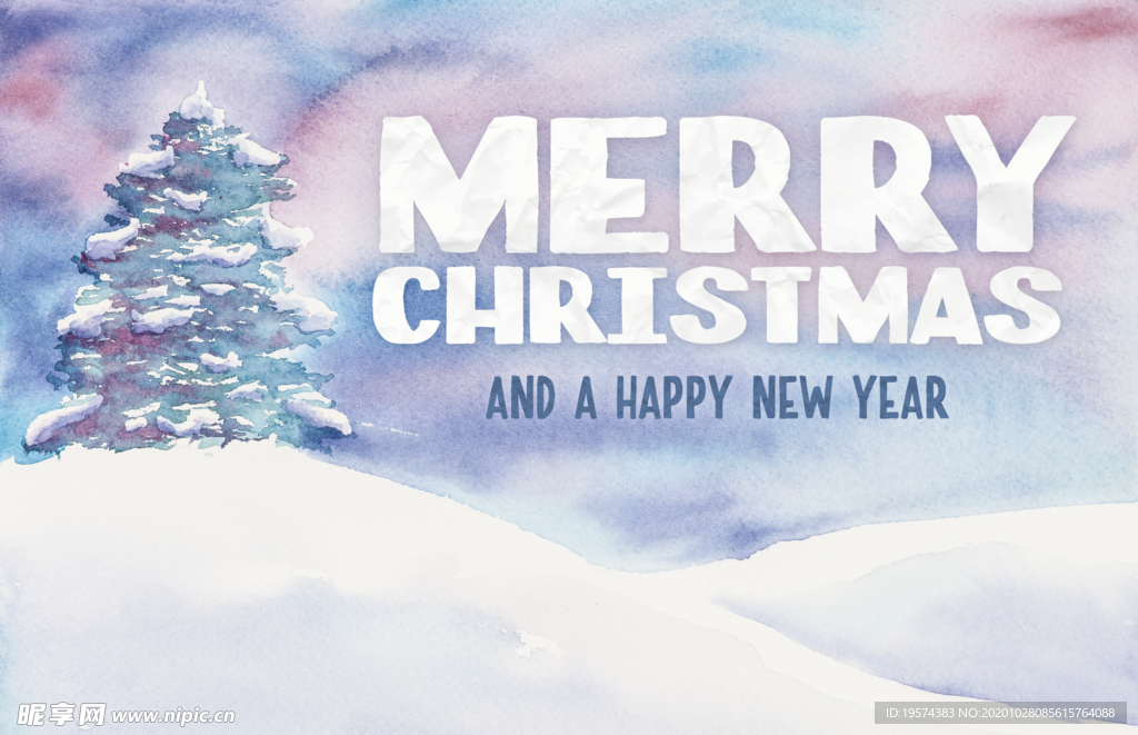 水彩 圣诞 贺卡 祝福