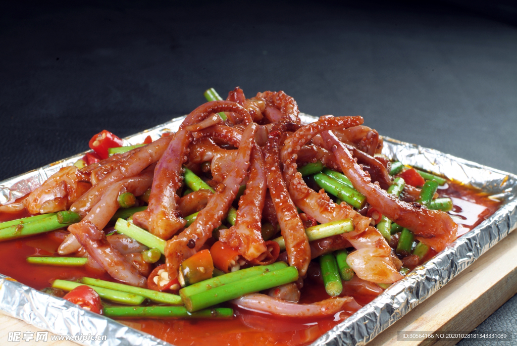铁板鱿鱼美食食材背景海报素材