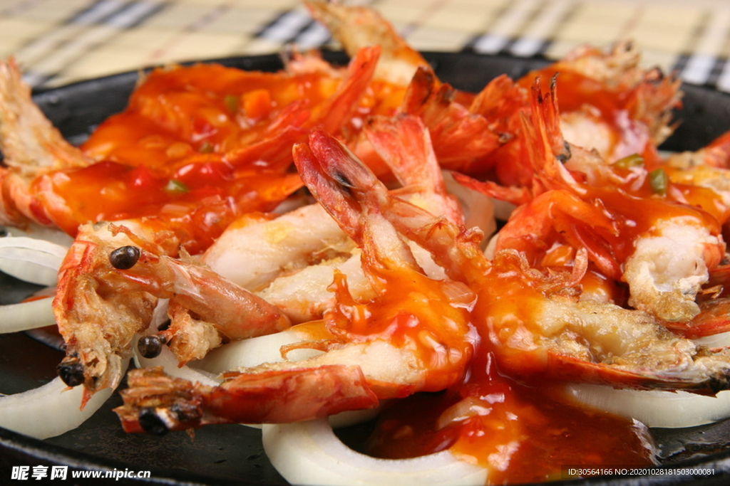 炸虾美食食材背景海报素材