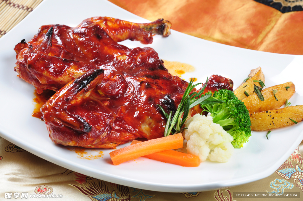 烤鸡美食食材背景海报素材