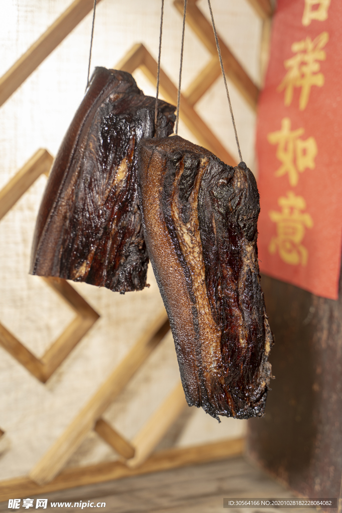 腊肉美食食材背景海报素材