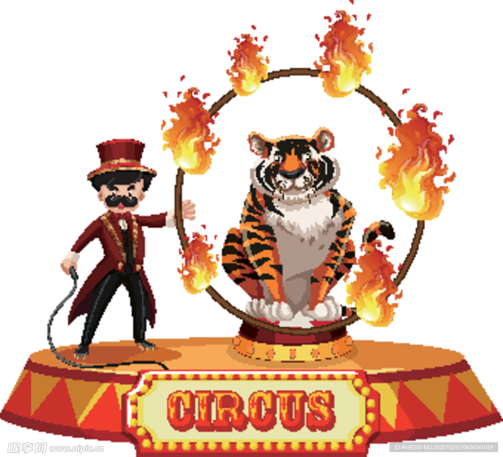 卡通老虎跳火圈