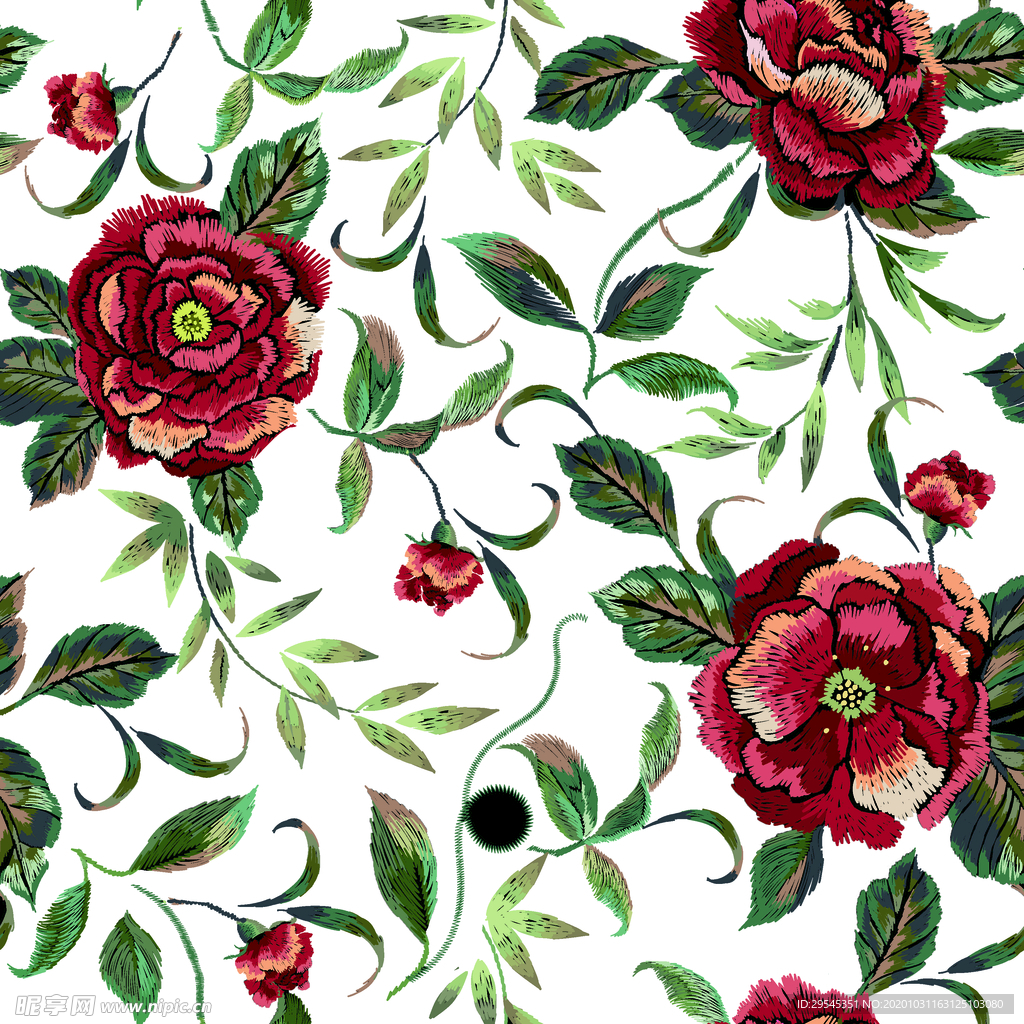 热带花 数码印花 手绘花 热带