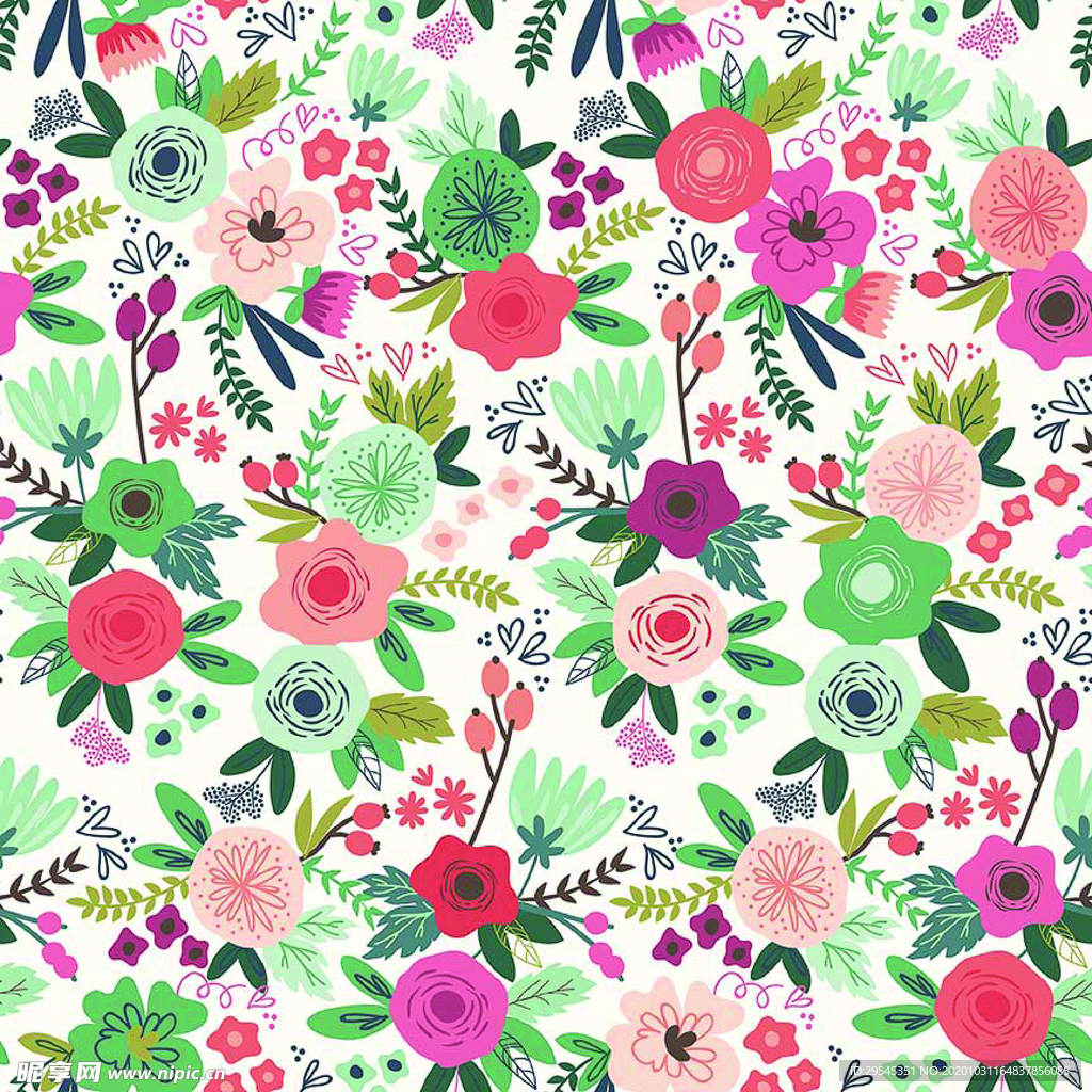 热带花 数码印花 手绘花 热带