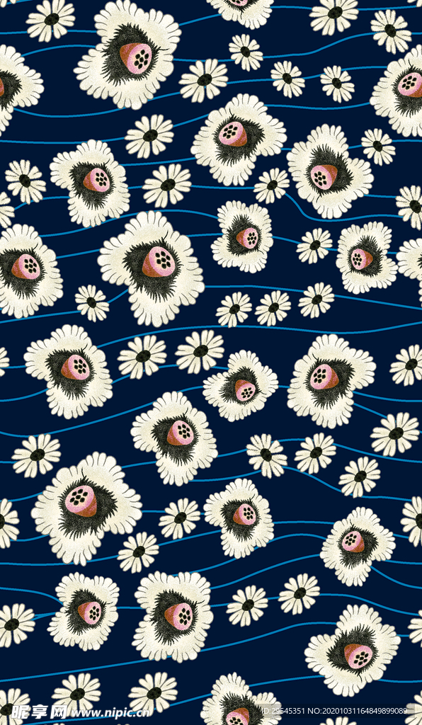 热带花 数码印花 手绘花 热带