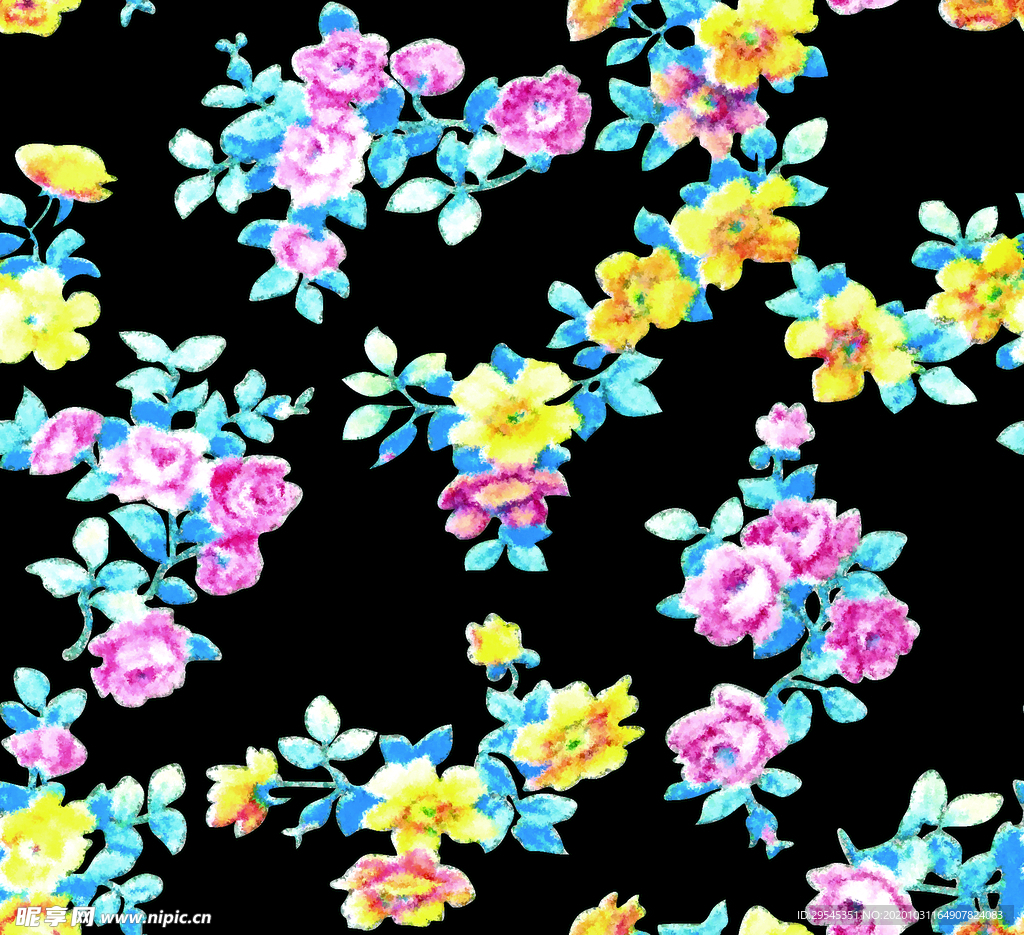 热带花 数码印花 手绘花 热带