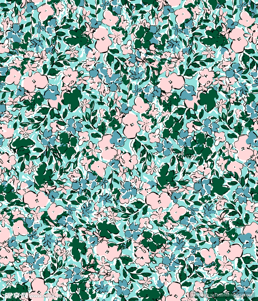 热带花 数码印花 手绘花 热带