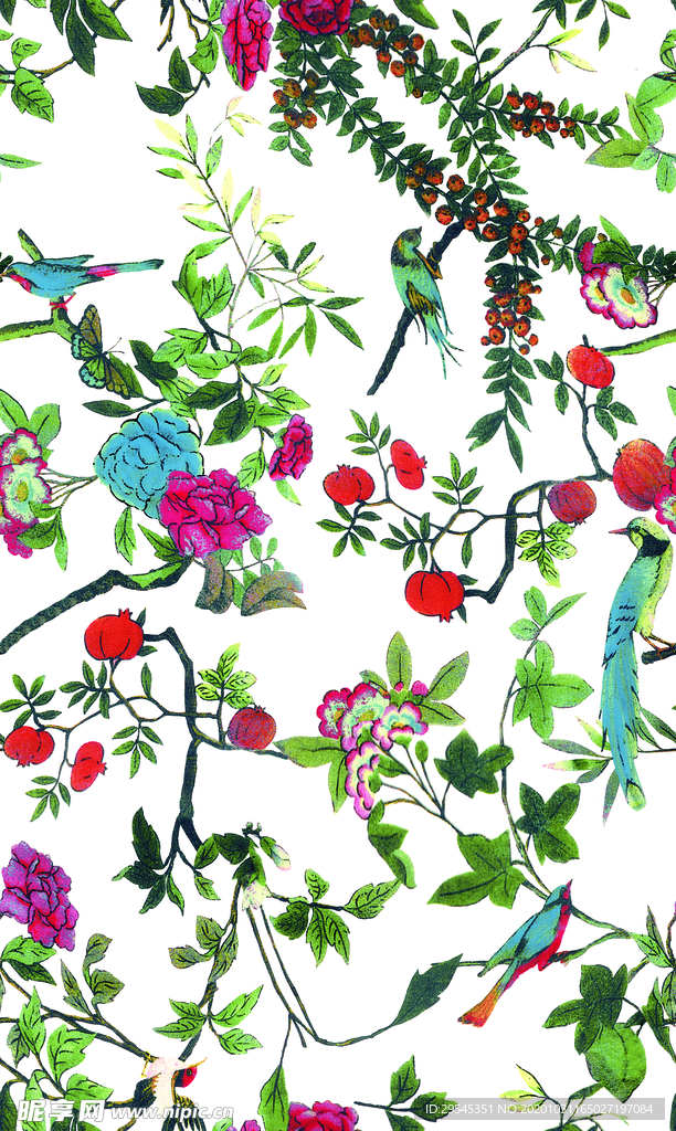 热带花 数码印花 手绘花 热带