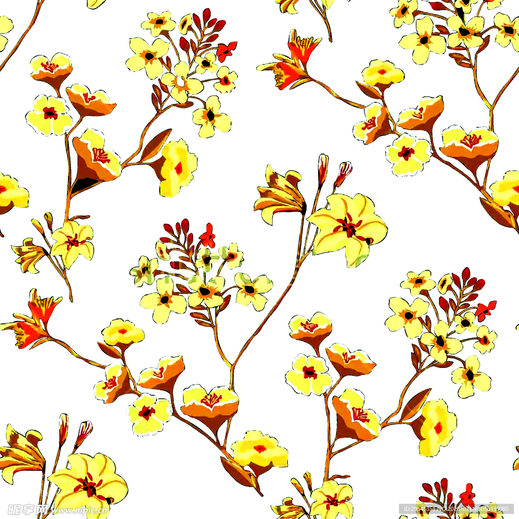 热带花 数码印花 手绘花 热带