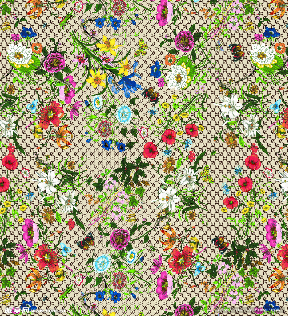 热带花 数码印花 手绘花