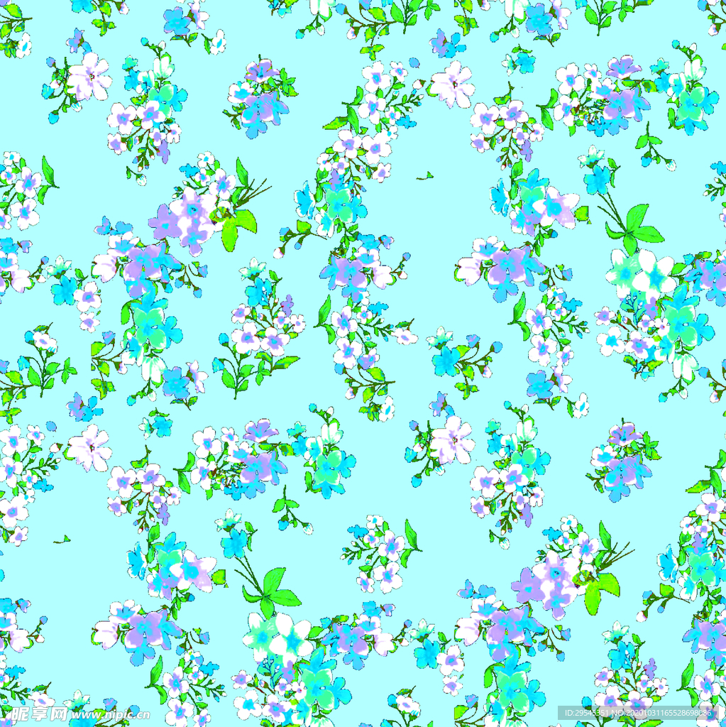 热带花 数码印花 手绘花