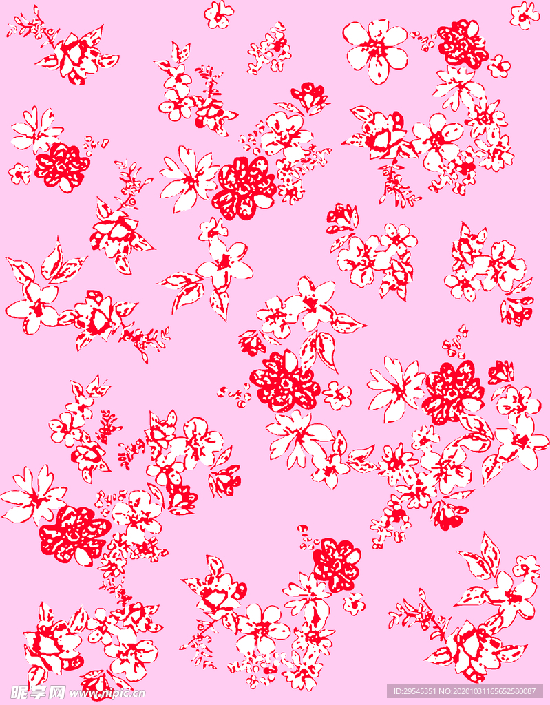 热带花 数码印花 手绘花 热带