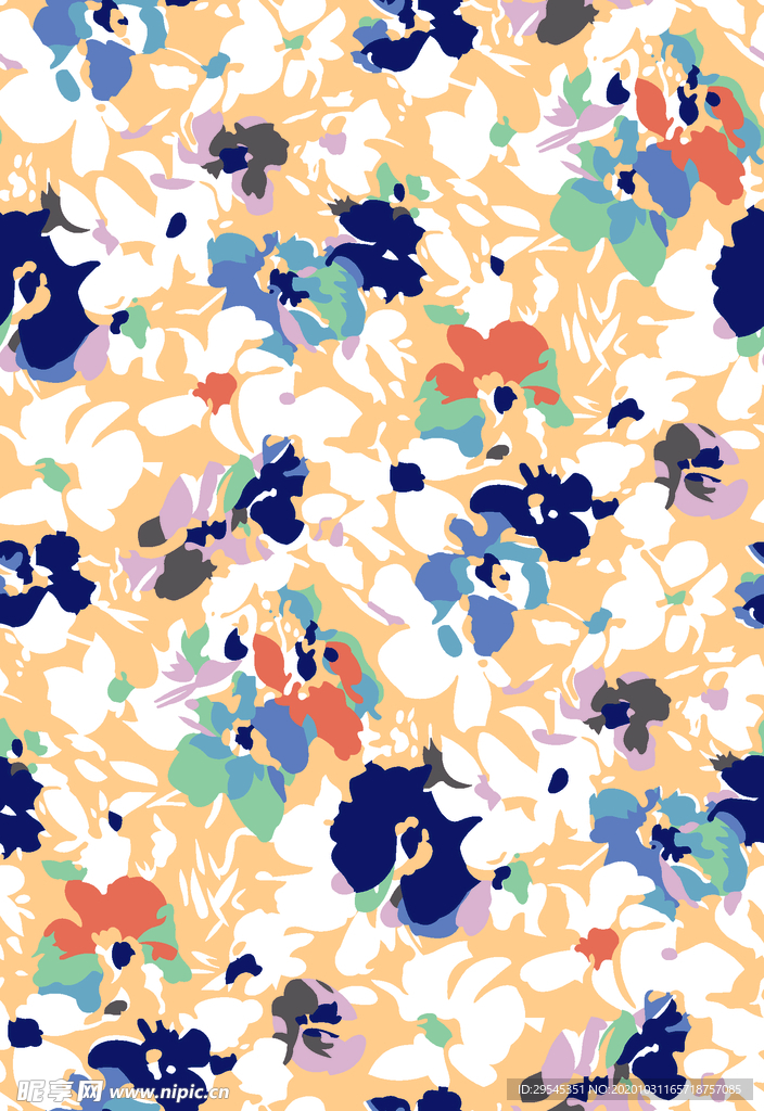 热带花 数码印花 手绘花 热带