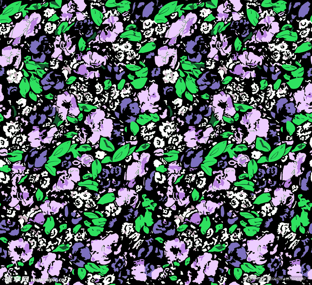 热带花 数码印花 手绘花 热带