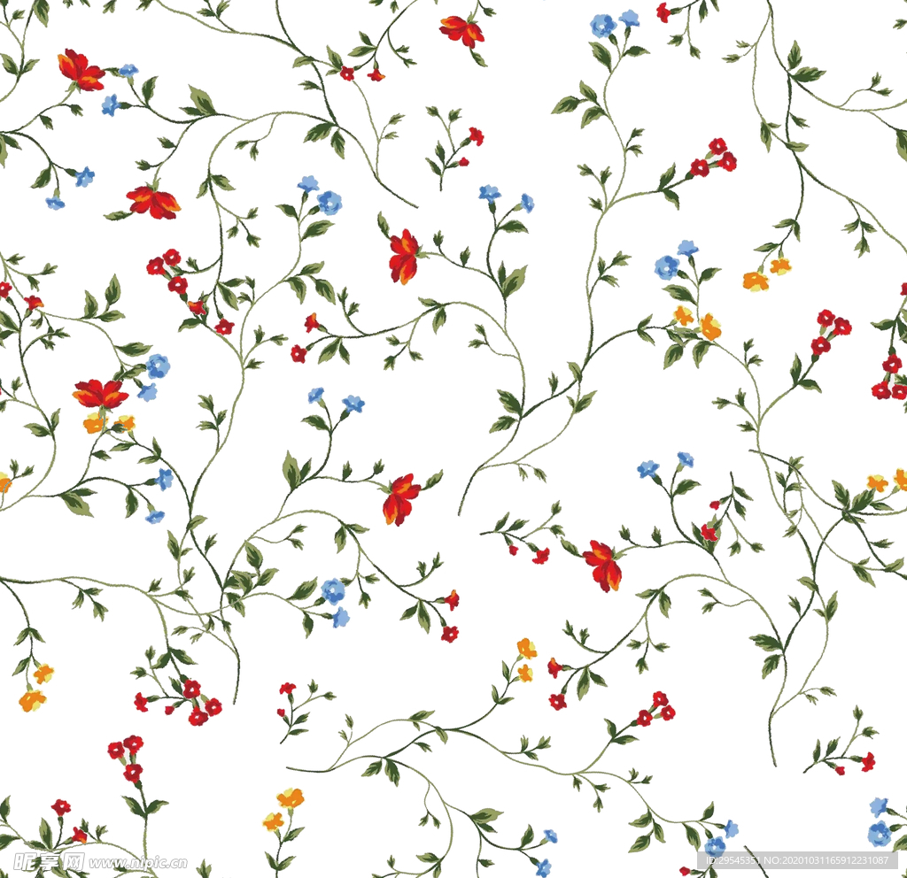 热带花 数码印花 手绘花 热带