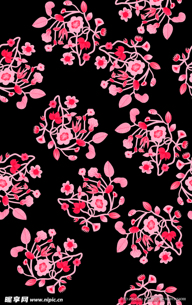 热带花 数码印花 手绘花 热带